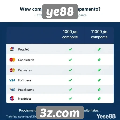 Comparação de métodos de pagamento no ye88